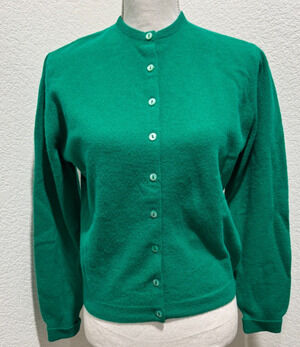 Vintage Garland Dreamspun Cardigan Sweater Bright Green Soft Wool M 38 Bust